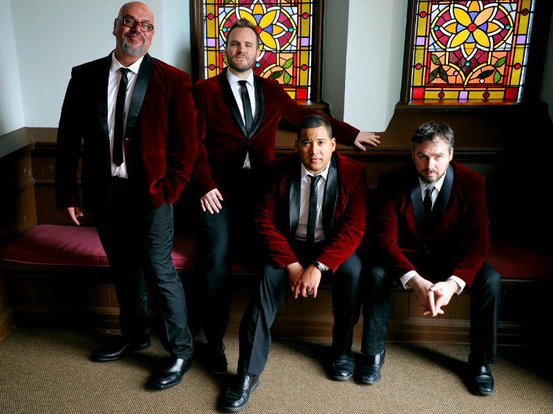 Coulee Classic Barbershop Quartet singers Matthew, Allen, Nate, and Colin at Cappella Performing Arts Center in La Crosse, Wisconsin.